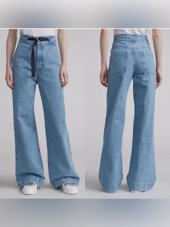 rag & bone Denim - rag & bone wide leg high waist denim with belt in Crystal Wash
